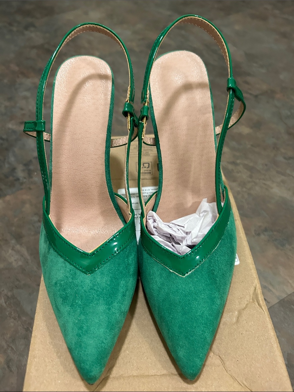Green Faux Suede Pointed Toe Slingback Pumps Size 8 BRAND NEW UNWORN QUICK SHIP
